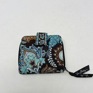 Vera Bradley Java Blue Zip & Snap Tab Quilted Wallet with ID Window Blue/Brown